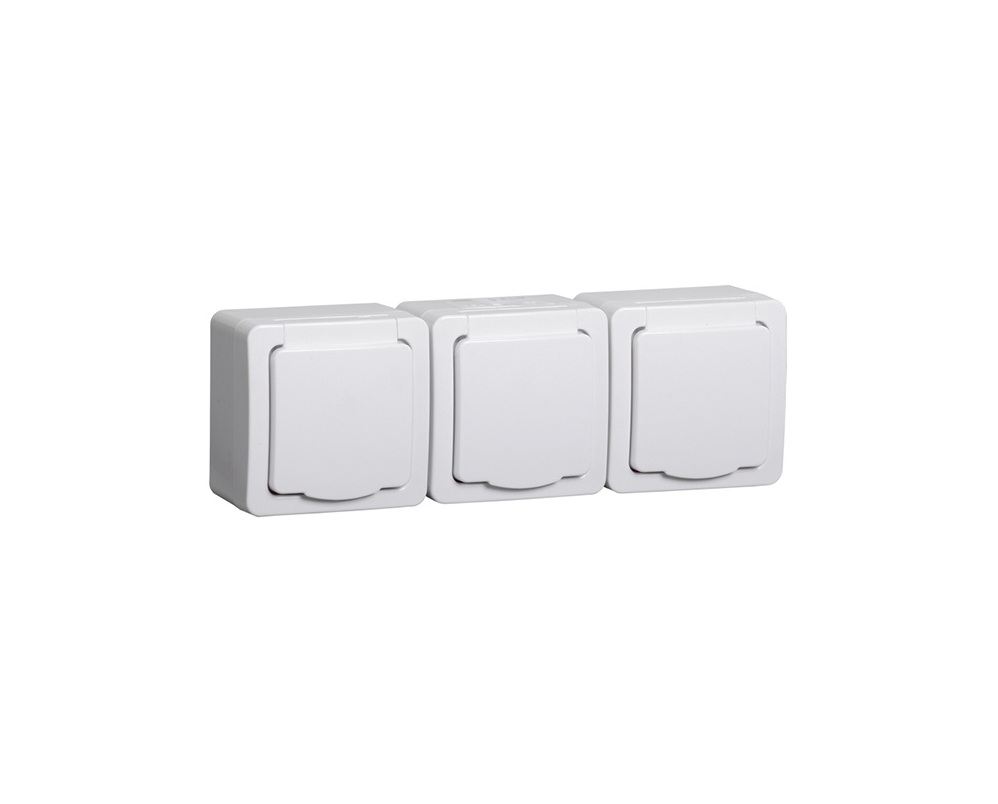 Розетка наруж. с з/к 3ая с крышкой IP54